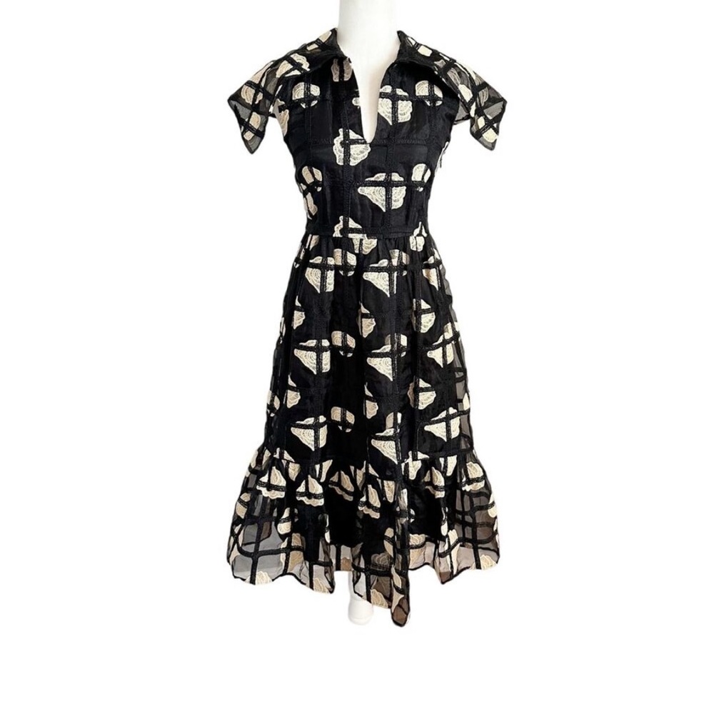 CO Cap Sleeve Midi Dress Small Black